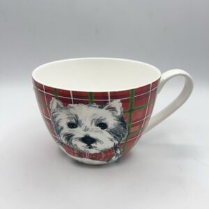 White Westie Dog in Plaid Mug Portobello by Design Coffee Cup Bone China